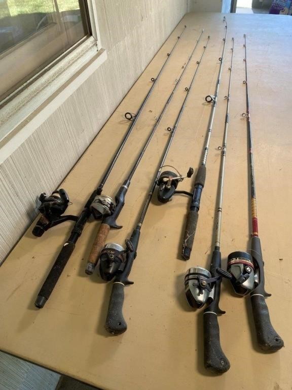 6pcs- fishing rods & reels