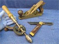 3 old tools: fulton planer -miller drill -stanley