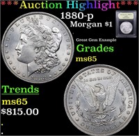 *Highlight* 1880-p Morgan $1 Graded GEM Unc