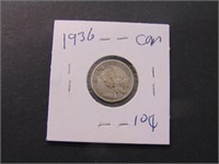 1936 Canadian 10 Cent Coin
