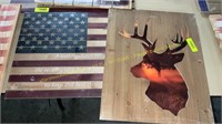 Deer & American Flag Wall Art Decor