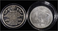 (2) 1 OZ .999 SILVER ROUNDS, BELIEVE & BUFFALO