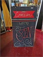 Hand Painted Wood OPEN Sign Easel