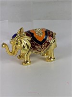 Rhinestone Elephant Trinket Box
