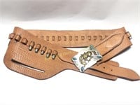 Leather Ammo Belt with Nickel Silver Buckle