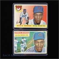 1955-1956 Topps Ernie Banks MLB Baseball Cards (2)