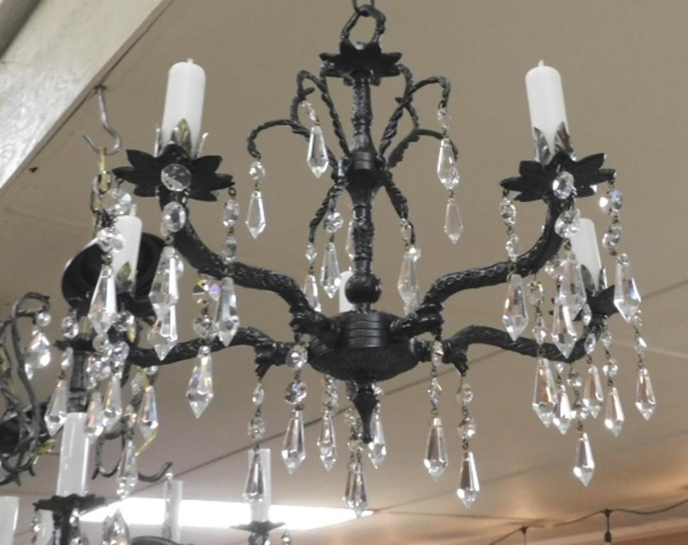 Iron and Crystal Chandelier.