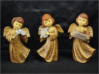 GOLD CHRISTMAS ANGELS W/ INSTRUMENTS FIGURINES...