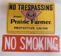 Prairie Farmer No Trespassing plastic sign,