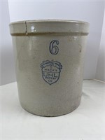 UHL 10 gallon white stoneware crock- has 4 cracks