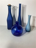 Vintage Blue Art Glass Style Vases
