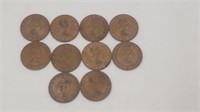 UK Half Penny Coin Collection, Lot of 10