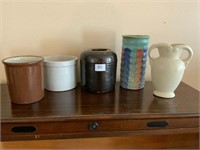 5 Assorted Pottery Crocks & Vases