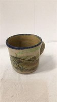 Trout themed pottery mug larger size measuring 4