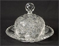 Early American Cut Glass Butter Dish