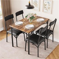 Dining Table Set for 4 with Upholstered Chairs
