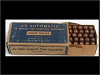 VINTAGE BOX OF .45 AUTO AMMO - NO SHIPPING