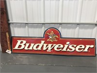 Budweiser tin sign, 46" x 9.75"