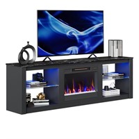 1 Bestier 70.8 Grey TV Stand with Fireplace Fits