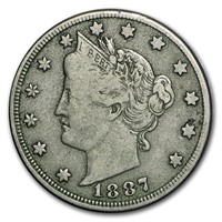 1887 Full Liberty Better Date V Nickel