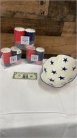 Quality 4th of July Bowl, Cupcake Holders