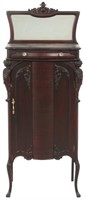 Figural Carved Mahogany 1 Dr. Music Cabinet
