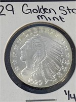 1929 Golden State Mint 1/4oz .999 Fine Silver