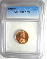 1958-D Cent ICG MS67 RD LISTS $310