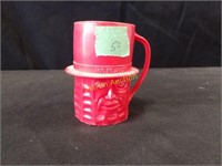 plastic Mr. Peanut cup, 1950s - red