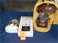 Lot 60  Coleman Gas Lantern, Ear Muffs, Pro-Tester