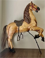 Vintage Hand Carved Hardwood Carousel Horse