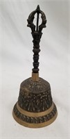 Hindu brass prayer bell 6" tall new          (P 22