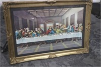 VTG LORD'S SUPPER PRINT IN GOLD FRAME - 46X32