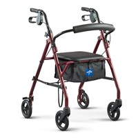 Medline Rollator Walker with Seat, Steel Rolling W