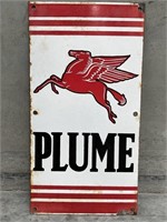 Original PLUME Petrol Pump Enamel Sign - 260 x