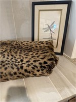 Framed Dragon Fly Print and Faux Fur Throw