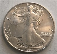 1990 UNC America Silver Eagle Dollar