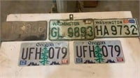 (5) Vintage Washington & Oregon License Plates
