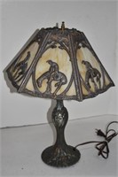 Slag Glass and Metal Trail of Tears Lamp