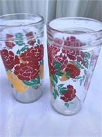 Pair of Anchor Hocking Flowers+Fruit Tumblers