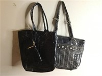 Lot OF 2 Black Patent Leather Bags/Purses