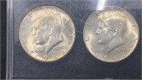 1964-P&D UNC Silver Kennedy Half Dollars (2