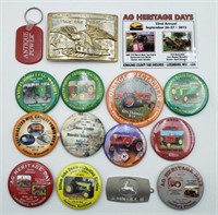 Lot Of Tractor Show Advertising Pins, Keychain,