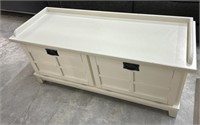 White modern bed bench with storage
