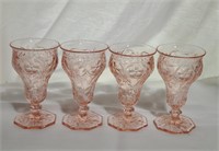 4pc. Mckee Rock Crystal Pink Water Goblets