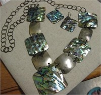 925 Sterling/ Abalone Necklace & Earring Set