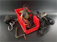 Collection of rifle slings and ratchet straps