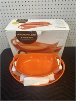 RACHAEL RAY 2 PIECE SET BUBBLE AND BROWN OVEN OVAL