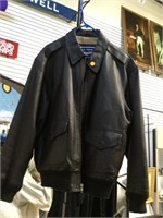 AIR FORCE BROWN LEATHER BOMBER JACK - SZ L