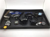 TRAY OF WATCHES - TIMEX, CASIO, WRANGLER & MORE